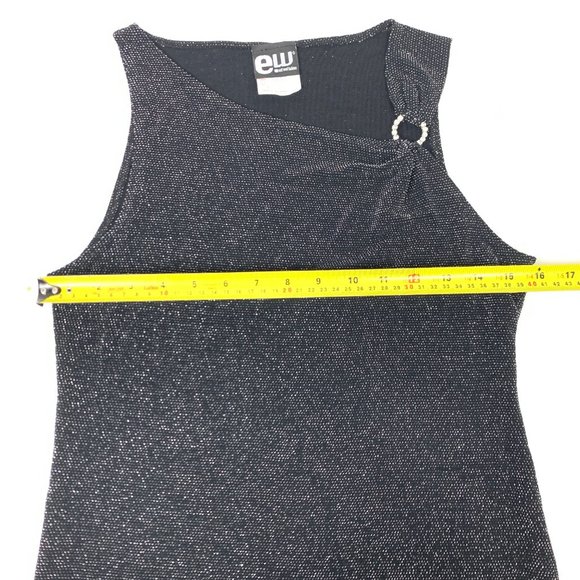 3/$25 Vintage Metallic Silver Sparkly Asymmetrical One Shoulder Top Shir… - Picture 5 of 7